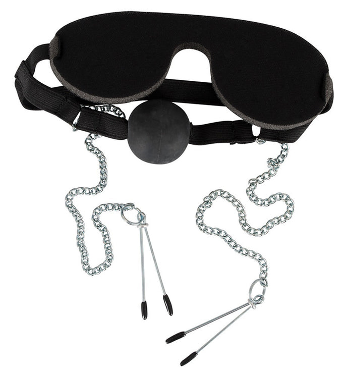 Ball Gag Nipple Clamps Mask