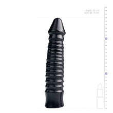 Lade das Bild in den Galerie-Viewer, Großer Dildo mit geripptem Schaft - Schwarz
