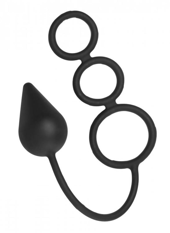 Triple Threat Silicone Tri-Cock Ring and Plug