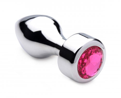 Aluminium Butt Plug mit rosa Kristall - Medium