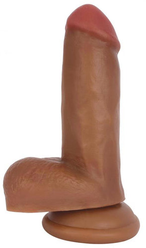 Realistischer Dildo mit Saugnapf und Hodensack - Braun