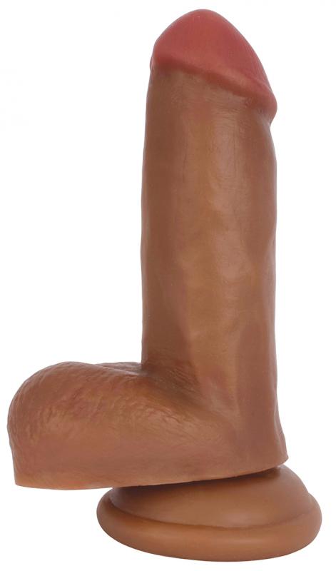 Realistischer Dildo mit Saugnapf und Hodensack - Braun