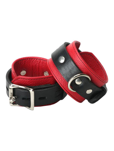 Strict Leather Deluxe Black and Red Locking Cuffs